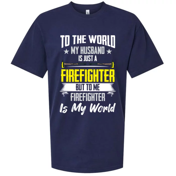 Firefighter Wife Courage Firefighter Husband My World Hero Cute Gift Sueded Cloud Jersey T-Shirt