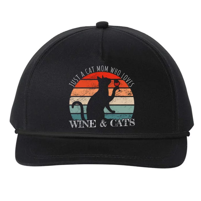 Funny Wine Cats Saying And Cat Mom Gift Snapback Five-Panel Rope Hat