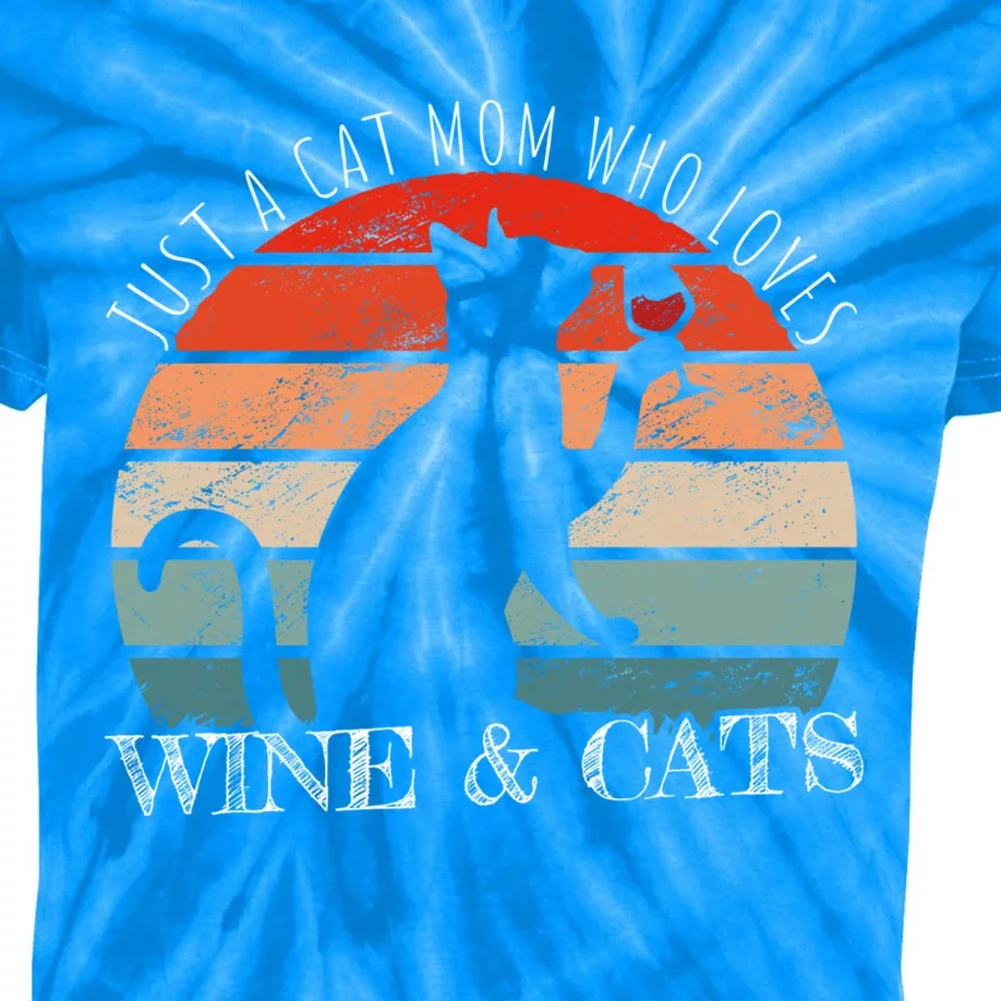 Funny Wine Cats Saying And Cat Mom Gift Kids Tie-Dye T-Shirt