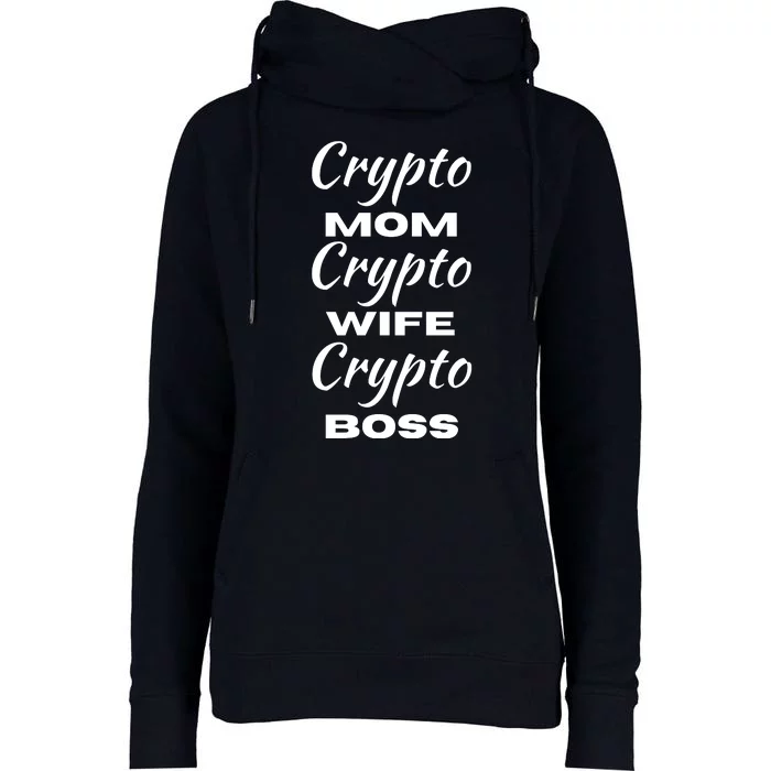 Funny Women Crypto Mom Wife Boss, Funny Woman Tee Bitcoin Womens Funnel Neck Pullover Hood