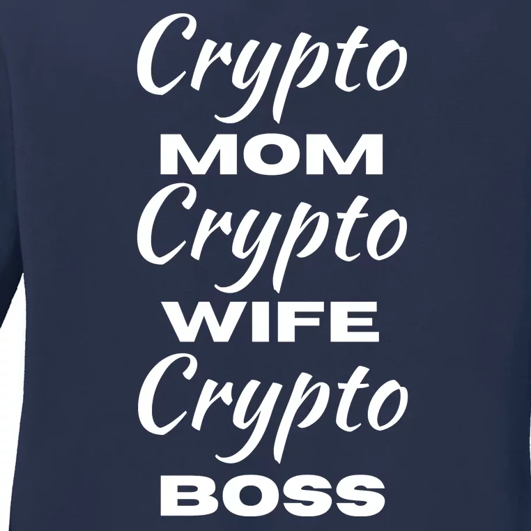 Funny Women Crypto Mom Wife Boss, Funny Woman Tee Bitcoin Ladies Long Sleeve Shirt