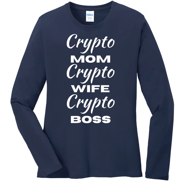 Funny Women Crypto Mom Wife Boss, Funny Woman Tee Bitcoin Ladies Long Sleeve Shirt