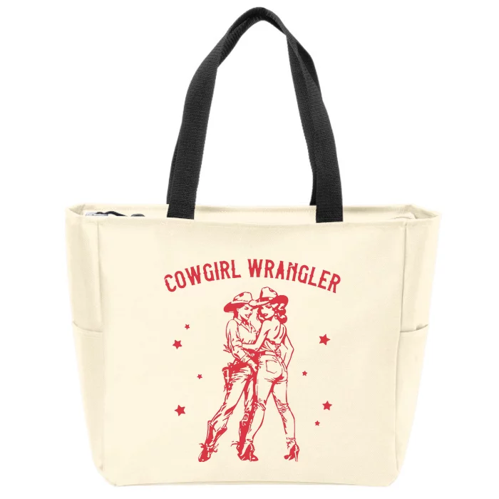 Funny Western Cowgirl Wrangler Lesbian Queer Pride Month Zip Tote Bag