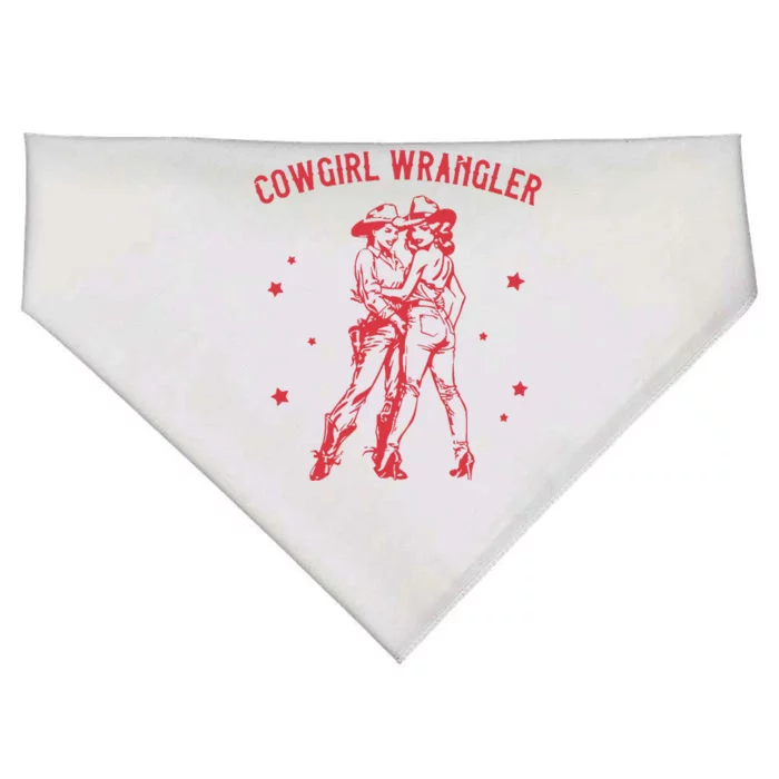 Funny Western Cowgirl Wrangler Lesbian Queer Pride Month USA-Made Doggie Bandana