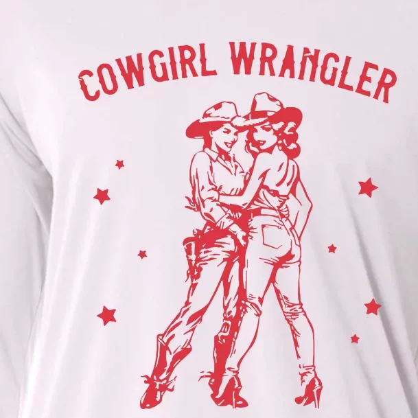 Funny Western Cowgirl Wrangler Lesbian Queer Pride Month Cooling Performance Long Sleeve Crew