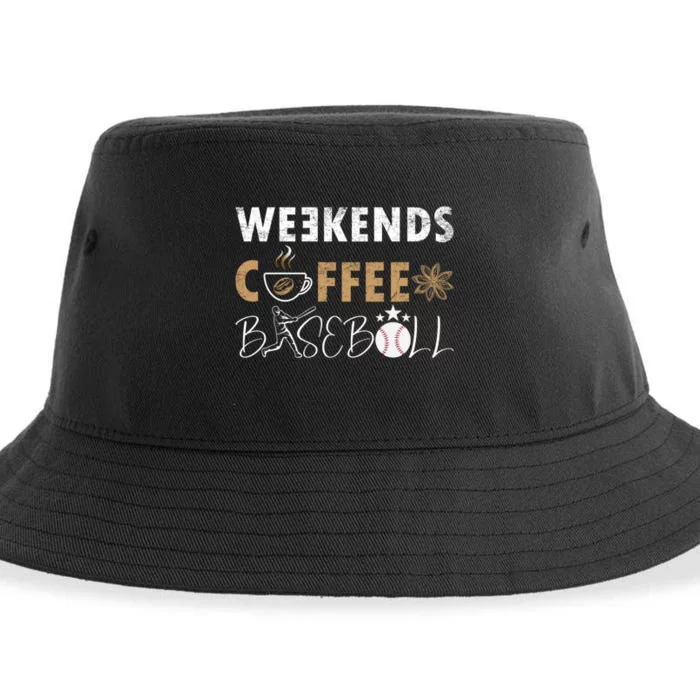 Funny Weekends Coffee and Baseball, Baseball Lovers Funny Sustainable Bucket Hat