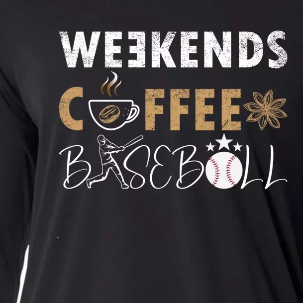 Funny Weekends Coffee and Baseball, Baseball Lovers Funny Cooling Performance Long Sleeve Crew