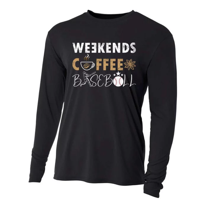 Funny Weekends Coffee and Baseball, Baseball Lovers Funny Cooling Performance Long Sleeve Crew