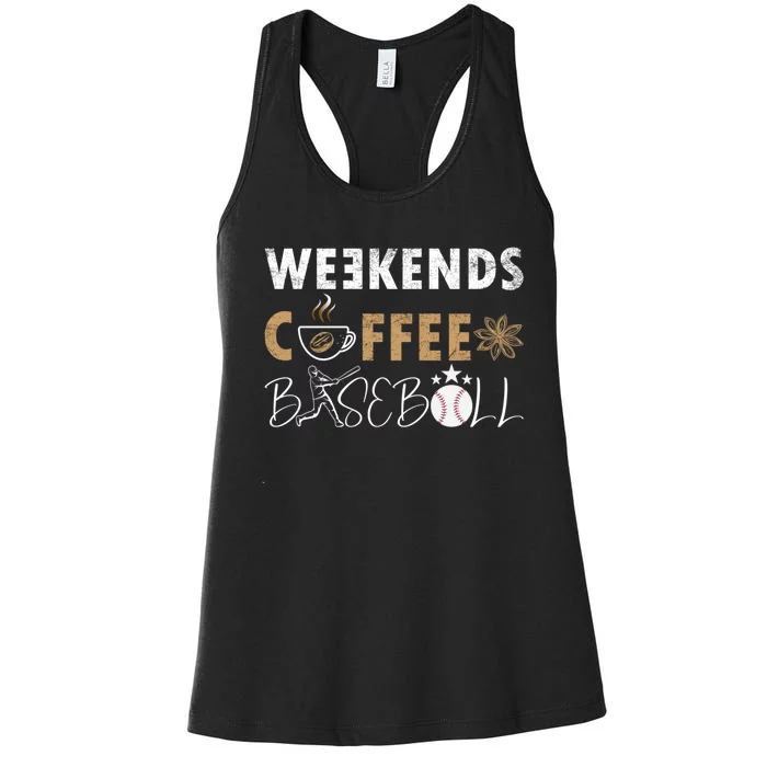 Funny Weekends Coffee and Baseball, Baseball Lovers Funny Women's Racerback Tank