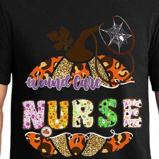 Funny Wound Care Nurse Nursing Halloween Pumpkin Leopard Pajama Set