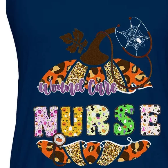 Funny Wound Care Nurse Nursing Halloween Pumpkin Leopard Ladies Essential Flowy Tank