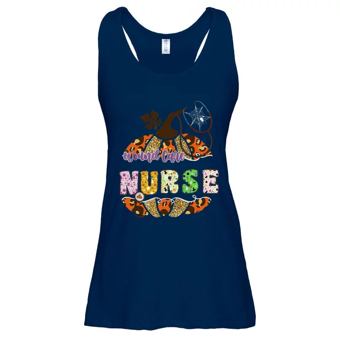 Funny Wound Care Nurse Nursing Halloween Pumpkin Leopard Ladies Essential Flowy Tank