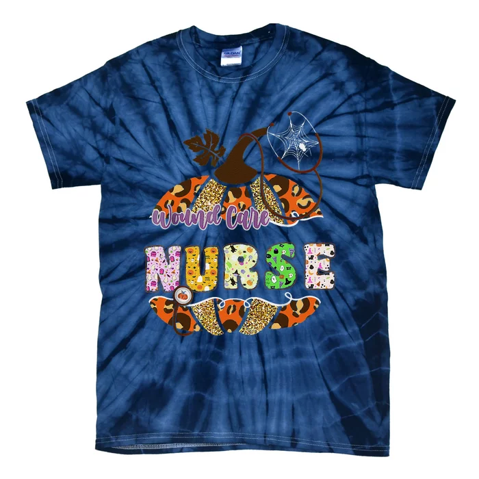 Funny Wound Care Nurse Nursing Halloween Pumpkin Leopard Tie-Dye T-Shirt