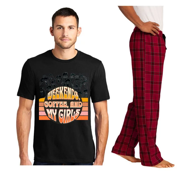 Fun Weekends Coffee And My Chicken Tee For Woman Gift Pajama Set