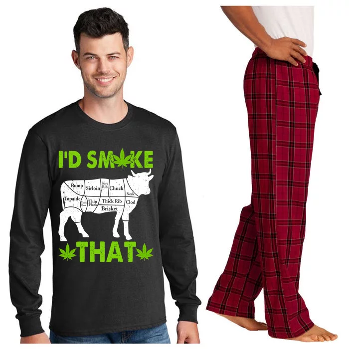 Funny Weed Chef Butcher Smoke Marijuana Beef Funny Dad Great Gift Long Sleeve Pajama Set