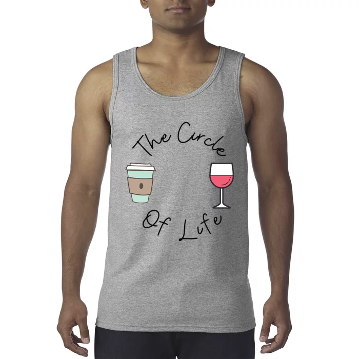 Funny Witty Circle Of Life Wine And Coffee Mom Tank Top