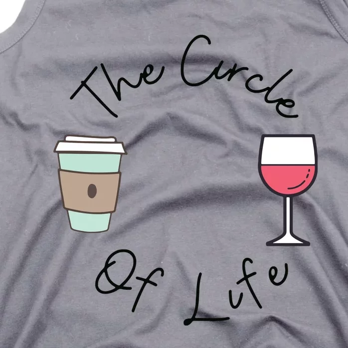 Funny Witty Circle Of Life Wine And Coffee Mom Tank Top