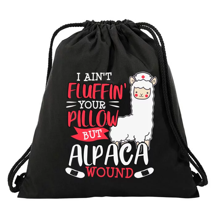 Funny Wound Care Nurse Alpaca Llama Pun Saying Gift Drawstring Bag