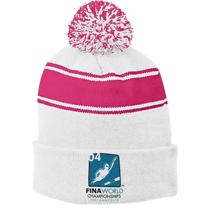 FINA World Championships Indianapolis Swimming Stripe Pom Pom Beanie