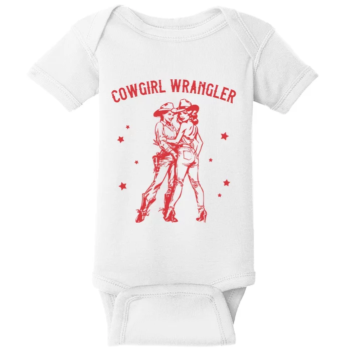 Funny Western Cowgirl Wrangler Lesbian Queer Pride Month Baby Bodysuit