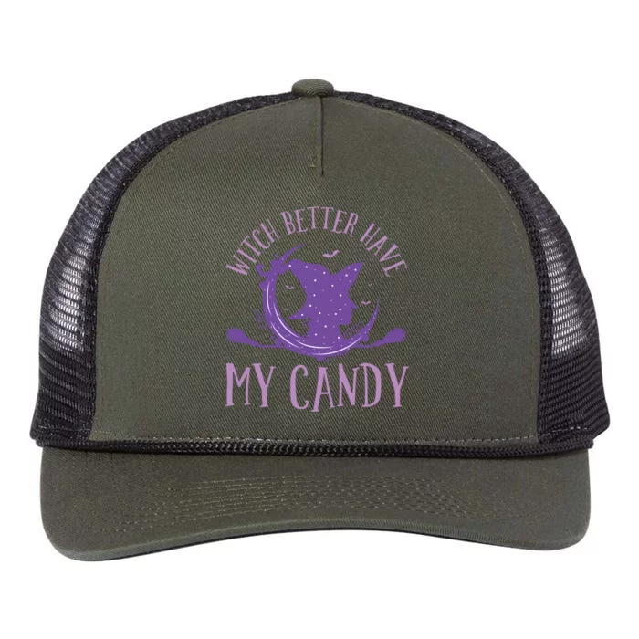 Flying Witch Costume Halloween Witch Better Have My Candy Gift Retro Rope Trucker Hat Cap