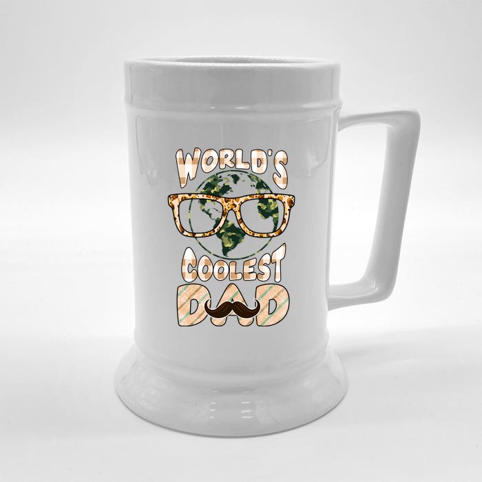 Funny World's Coolest Dad Beard Matchhing Family Gift For Father's Day Front & Back Beer Stein