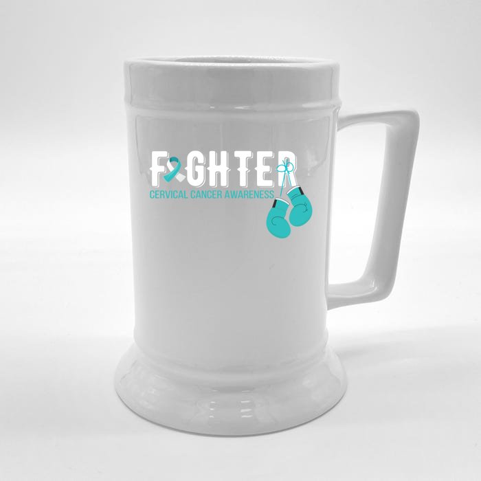 Fighter Warrior Cervical Cancer Awareness Funny Gift Great Gift Front & Back Beer Stein