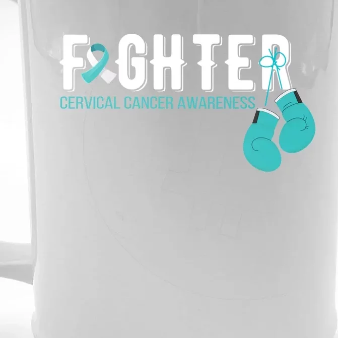 Fighter Warrior Cervical Cancer Awareness Funny Gift Great Gift Front & Back Beer Stein