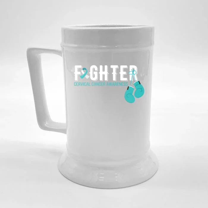 Fighter Warrior Cervical Cancer Awareness Funny Gift Great Gift Front & Back Beer Stein