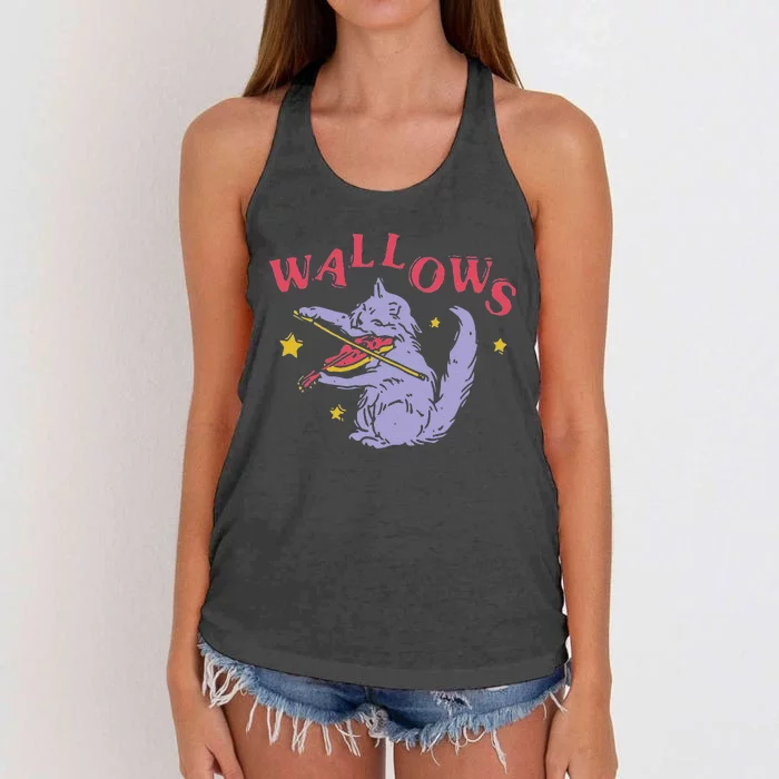 Funny Wallows Cat Fiddle Women's Knotted Racerback Tank