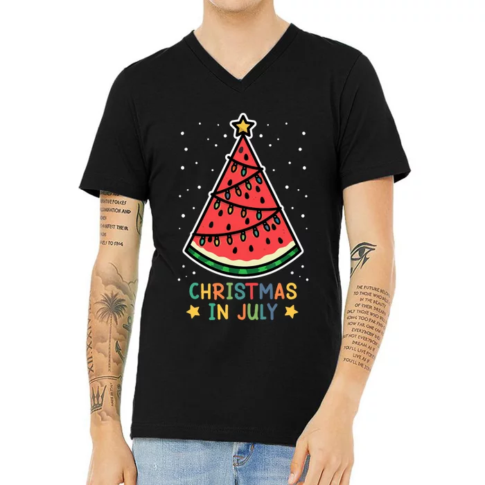 Funny Watermelon Christmas in July Wo V-Neck T-Shirt