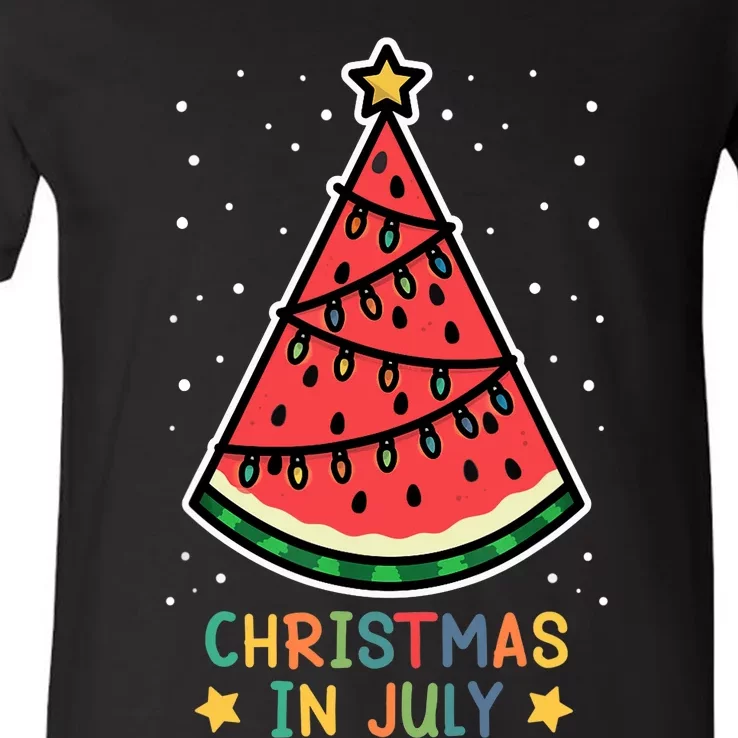 Funny Watermelon Christmas in July Wo V-Neck T-Shirt