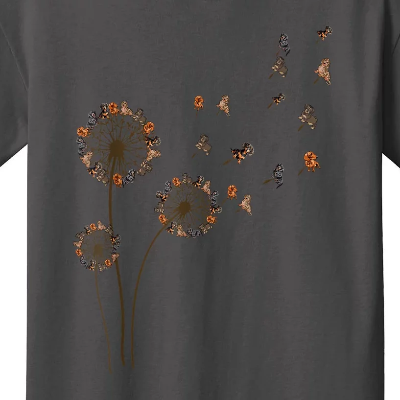 Flower Weiner Dog Long Haired Dachshund Dandelion Gift Kids T-Shirt