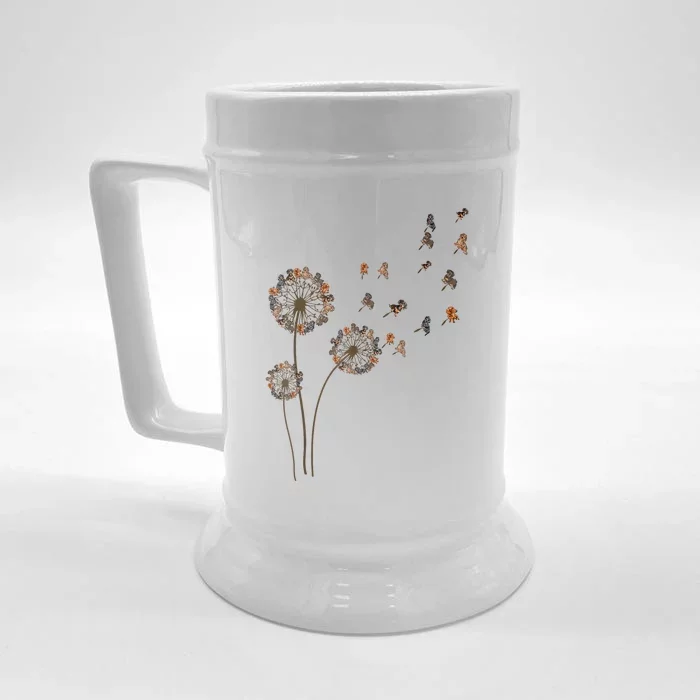 Flower Weiner Dog Long Haired Dachshund Dandelion Gift Front & Back Beer Stein