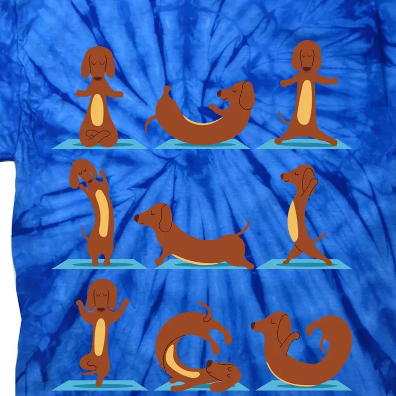 Funny Weiner Dogs Yoga Asana Poses Meditation Lovers Masters Cute Gift Tie-Dye T-Shirt