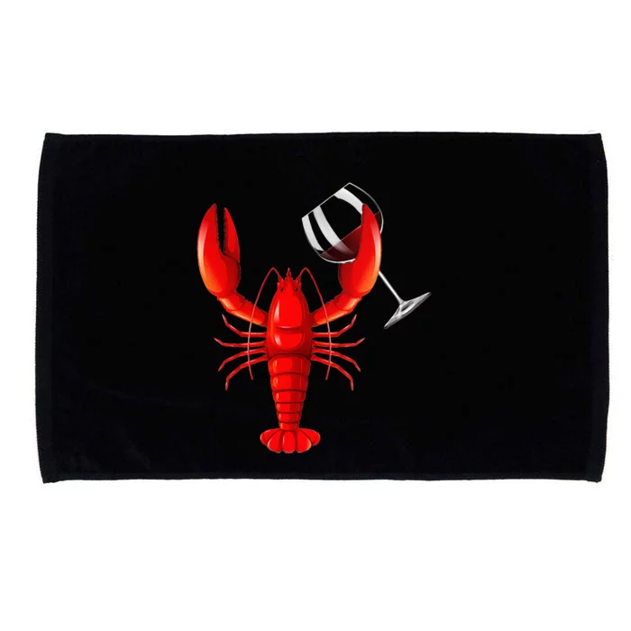 Funny Wine Drinking Lobster Red Crawfish Wine Lovers Gift Microfiber Hand Towel