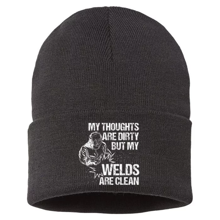 Funny Welding Designs For Men Dad Metal Workers Blacksmith Sustainable Knit Beanie