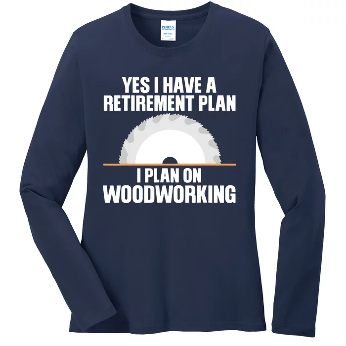 Funny Woodworking Design For Men Dad Carpenter Woodworker Ladies Long Sleeve Shirt