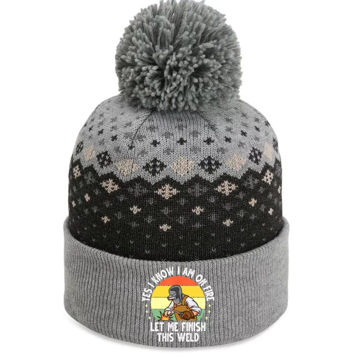 Funny Welding Design Dad Welder Worker Welding Vintage The Baniff Cuffed Pom Beanie