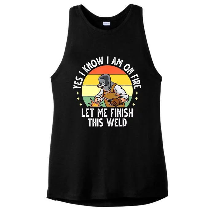 Funny Welding Design Dad Welder Worker Welding Vintage Ladies Tri-Blend Wicking Tank