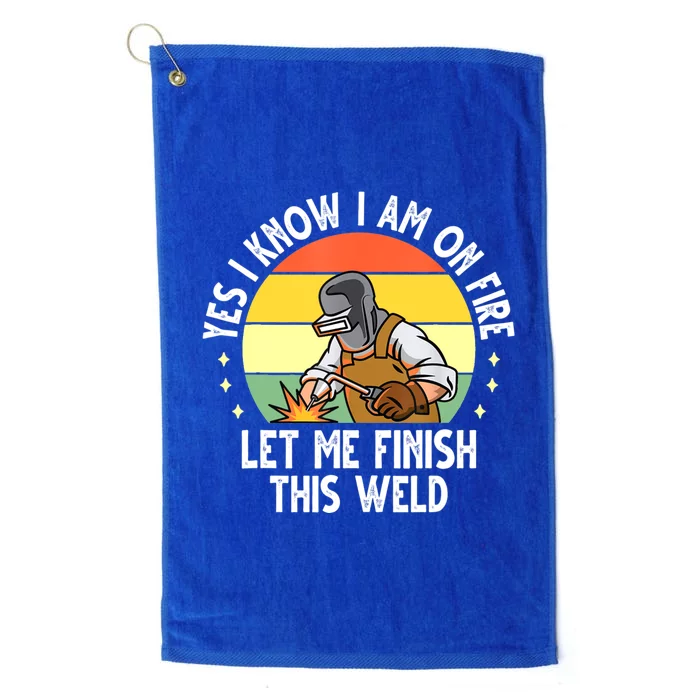 Funny Welding Design Dad Welder Worker Welding Vintage Platinum Collection Golf Towel