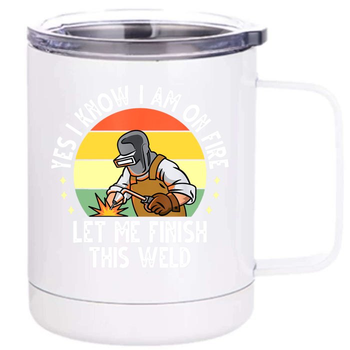 Funny Welding Design Dad Welder Worker Welding Vintage Front & Back 12oz Stainless Steel Tumbler Cup