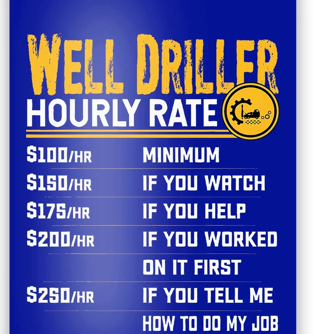 Funny Well Driller Hourly Rate Poster