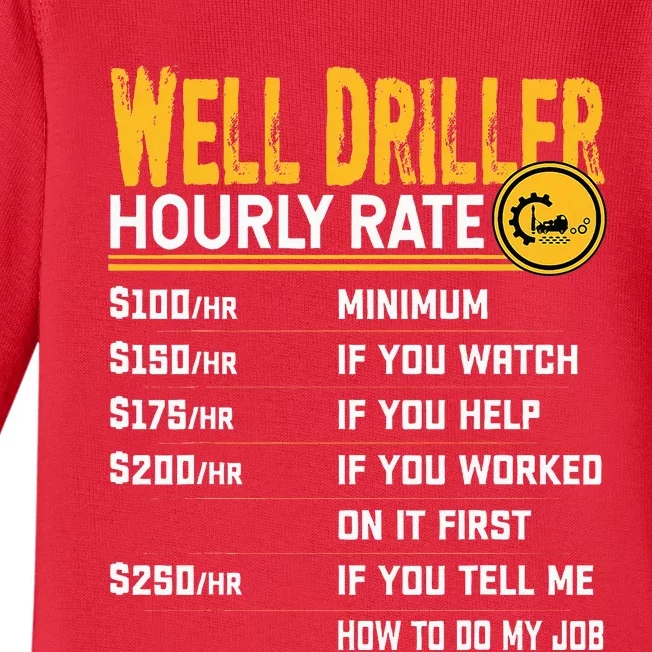 Funny Well Driller Hourly Rate Baby Long Sleeve Bodysuit