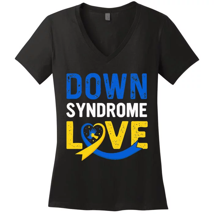 funny World Down Syndrome Day Awareness for mom Women's V-Neck T-Shirt