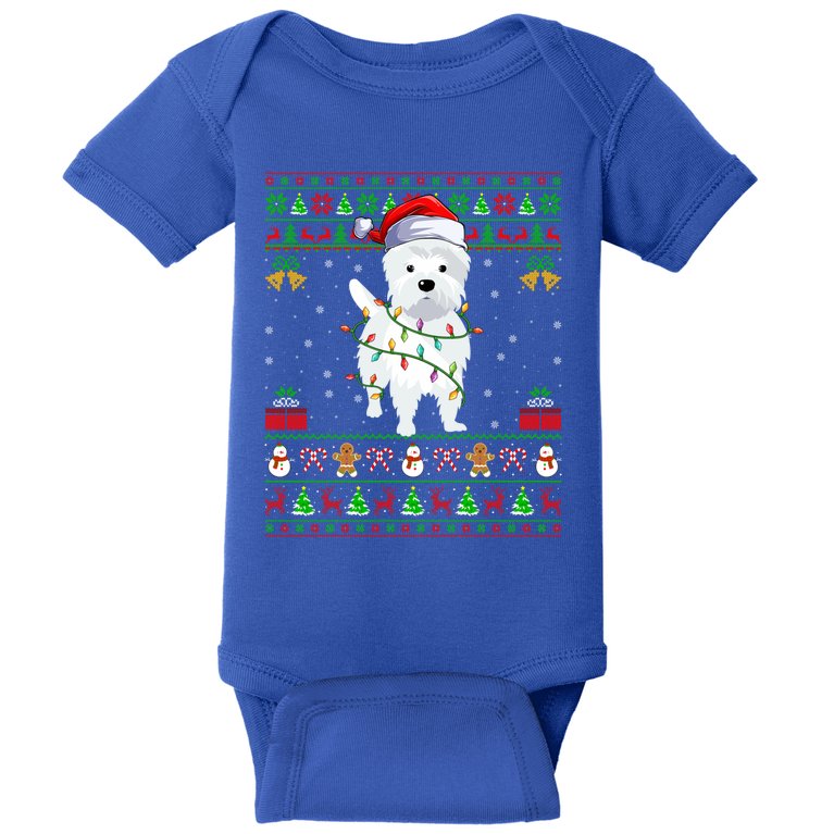 Funny Westie Dog Lover Xmas Santa Ugly Westie Christmas Gift Baby Bodysuit