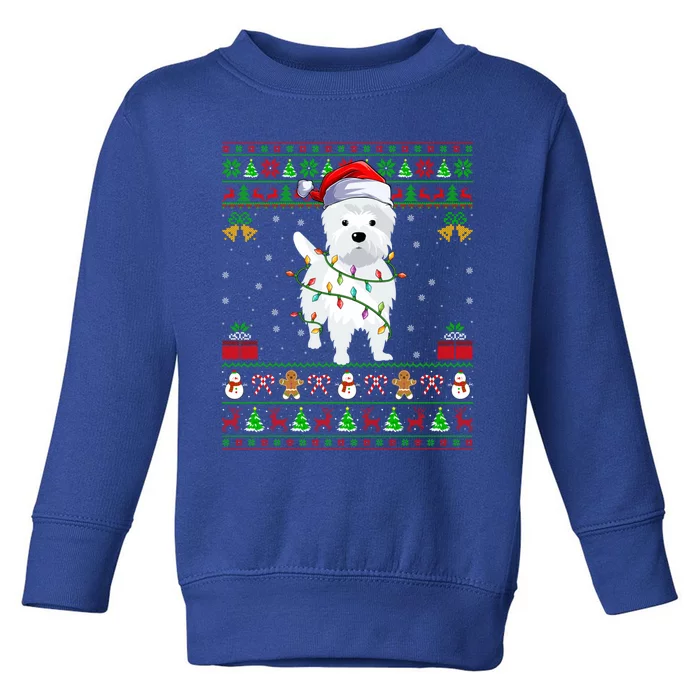 Funny Westie Dog Lover Xmas Santa Ugly Westie Christmas Gift Toddler Sweatshirt