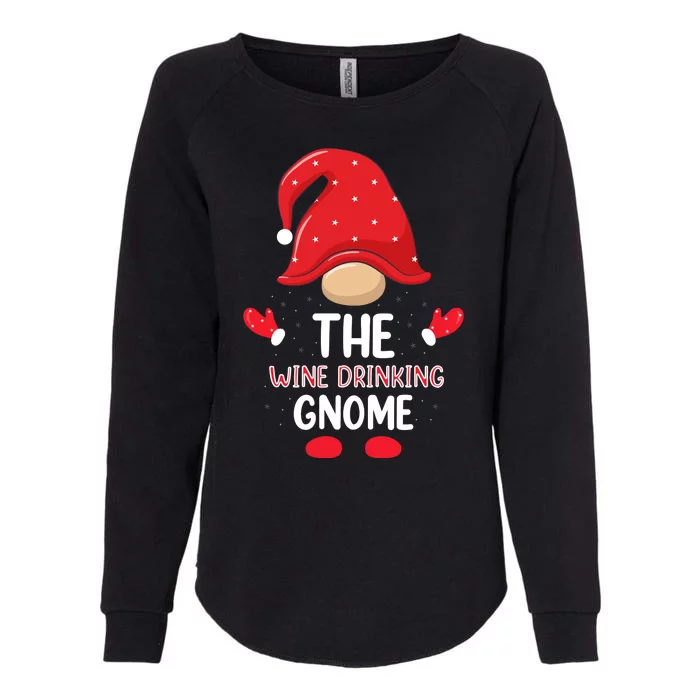 Funny Wine Drinking Gnome Funny Matching Family Christmas Gnome Wine Lover Gift Womens California Wash Sweatshirt