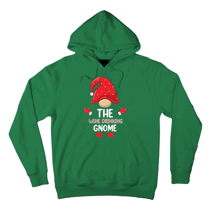 Funny Wine Drinking Gnome Funny Matching Family Christmas Gnome Wine Lover Gift Hoodie