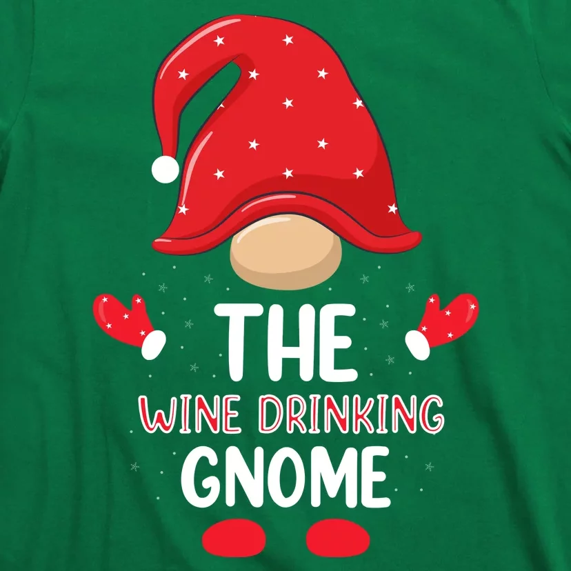 Funny Wine Drinking Gnome Funny Matching Family Christmas Gnome Wine Lover Gift T-Shirt